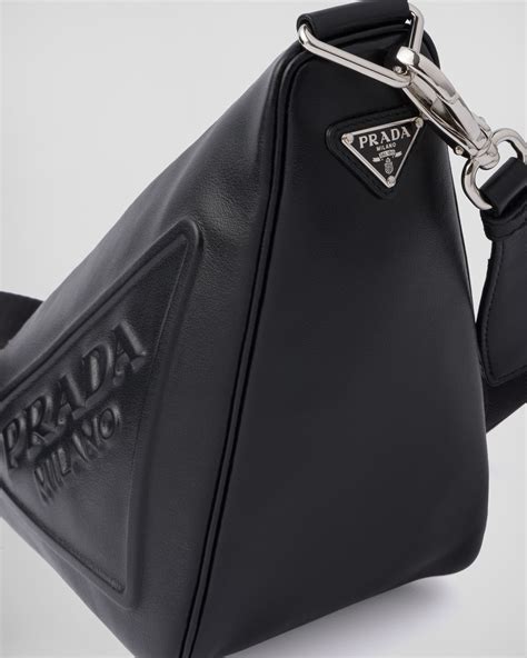 prada triangle-logo shoulder bag|Prada triangle leather shoulder bag.